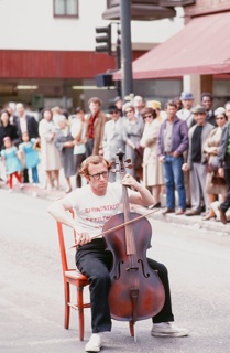 Woody playing the cello